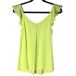 Skies Are Blue Yellow Ruffle Sleeve Top Women's Size S Summer Blouse